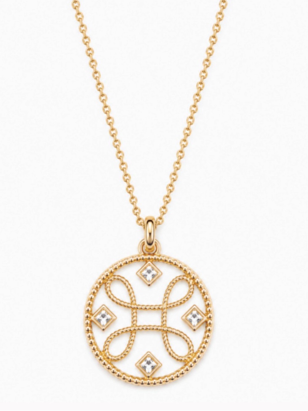 Touchstone Crystal Intertwined pendant gold plated necklace Swarovski crystals
